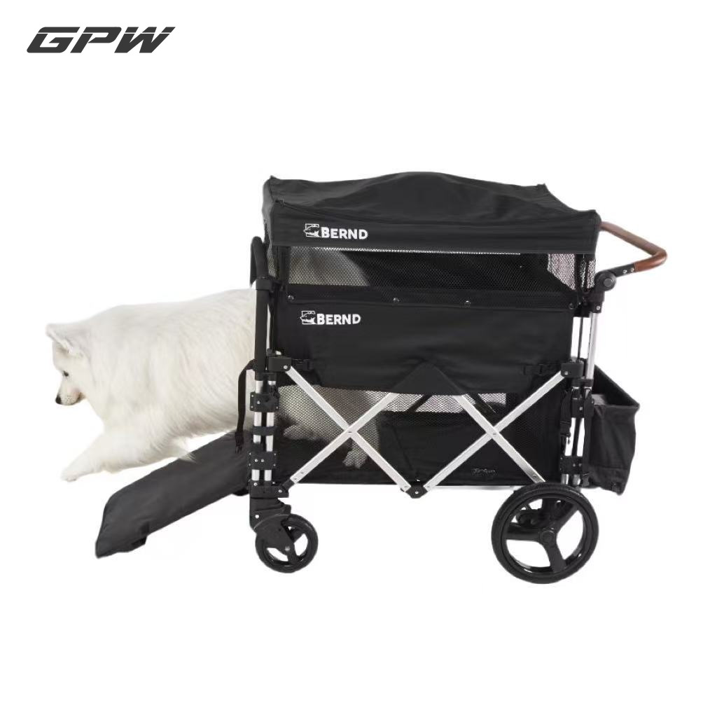 Compact Small Pet Stroller with Storage Basket