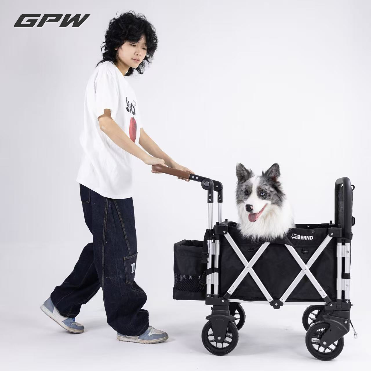 Compact Small Pet Stroller with Storage Basket